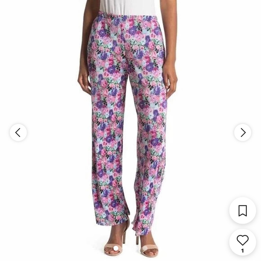 Wayf Floral Print Purple and Pink Wide Leg Pants